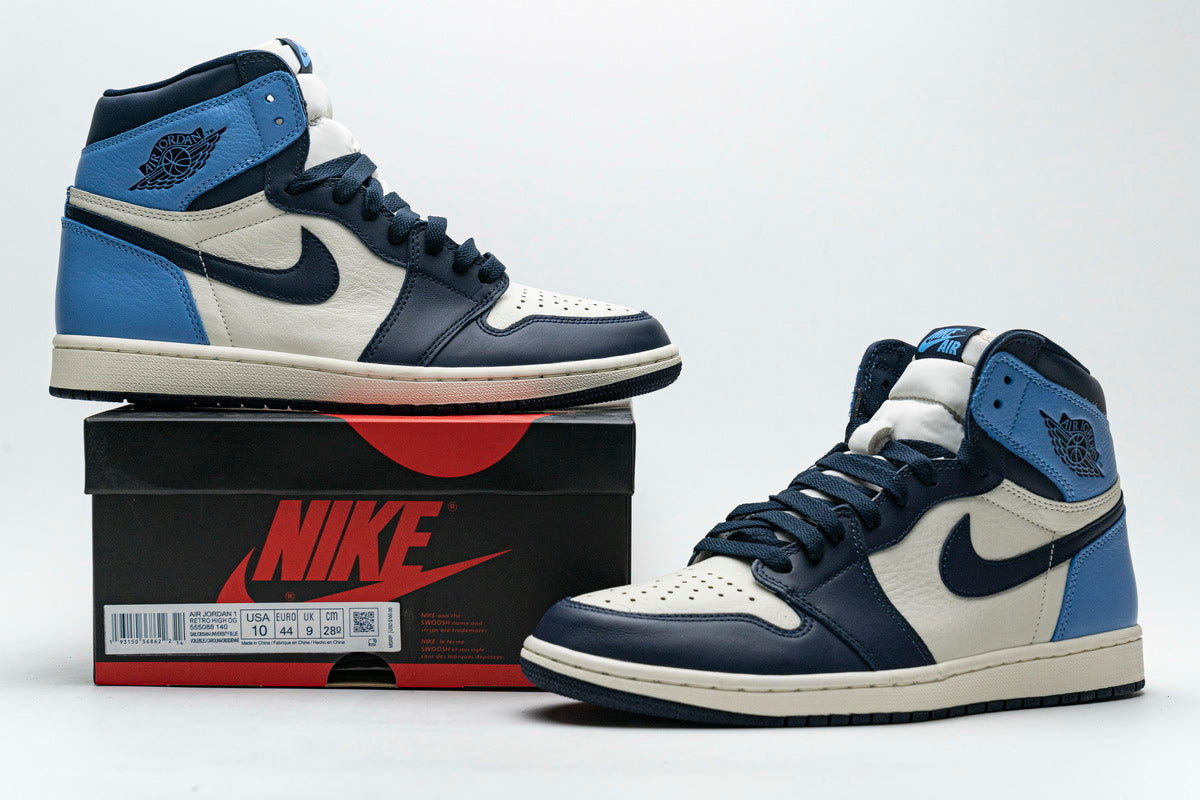 Air Jordan 1 Retro High Obsidian UNC Reps Sneaker 555088-140