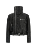 Rick Owens high-collar leather jacket