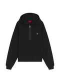 HUGO zipper neck hoodie in a structured cotton blend