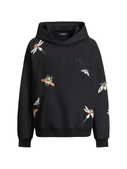 Balmain embroidered insect hoodie