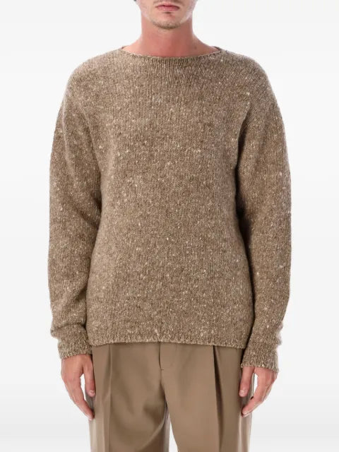 Auralee flecked boat-neck sweater