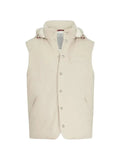 Brunello Cucinelli bonded wool flannel down vest with detachable hood