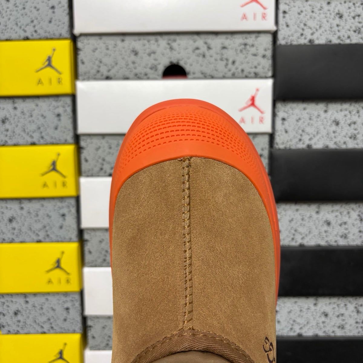 UGG Neumeel Deco Slip-On – Suede Moccasin Sneaker with Orange Lug Sole & Drawstring Collar in Chestnut