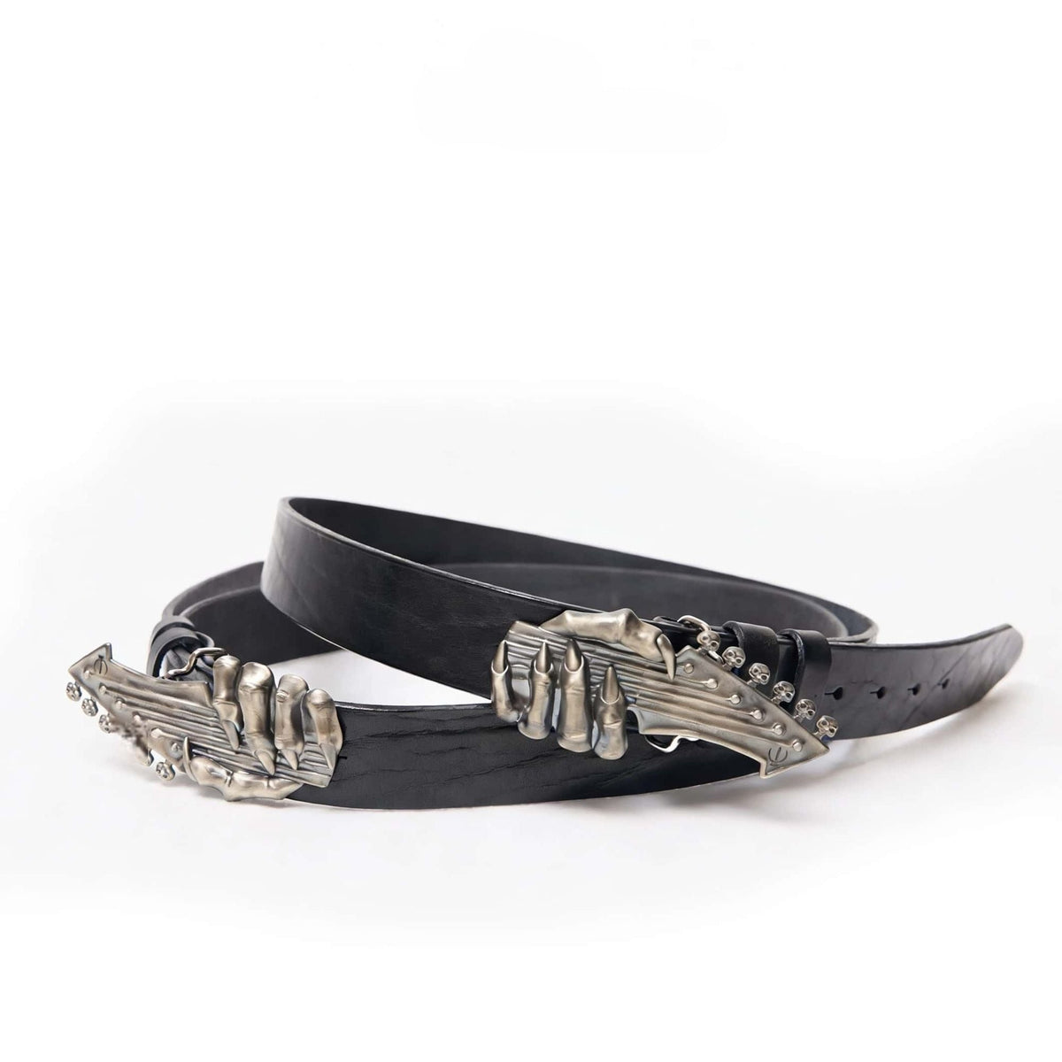 TBR Leather Belt Ghost Claw Guitar Buckle Washed Bison Grain Waist
