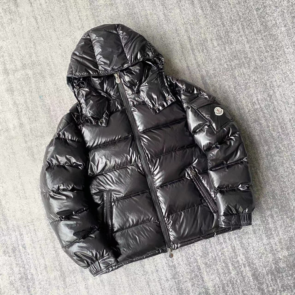 Moncler Maya Hooded Down Jacket – Iconic Glossy Black Puffer