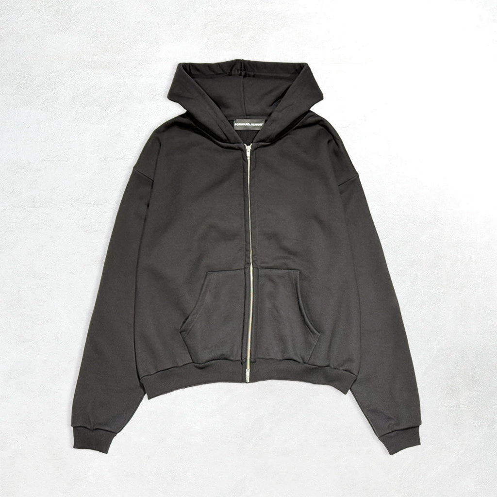 Forward, Always Ultra Heavyweight Hooded Zip Sweatshirt: Black