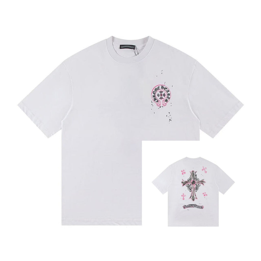 Chrome Hearts Color Sanskrit Cross Horseshoe Print Short Tee Unisex