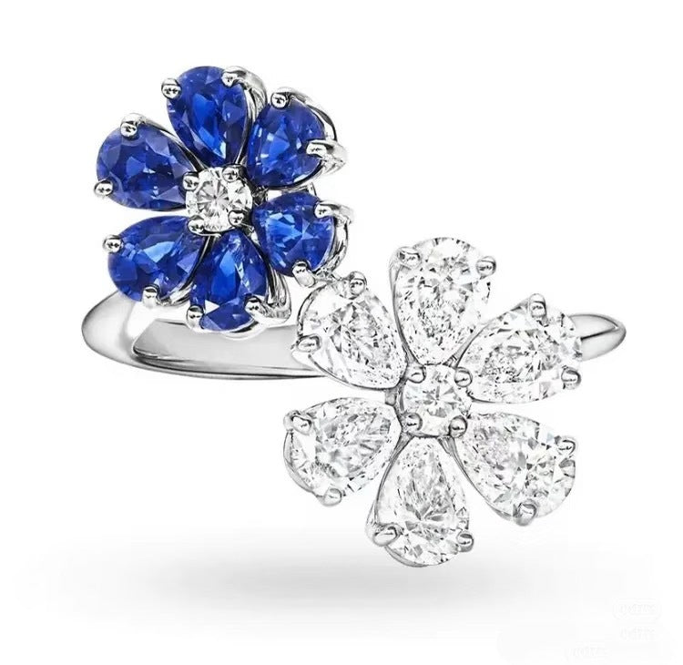 Harry Winston Style Forget-Me-Not Floral Cubic Zirconia Ring
