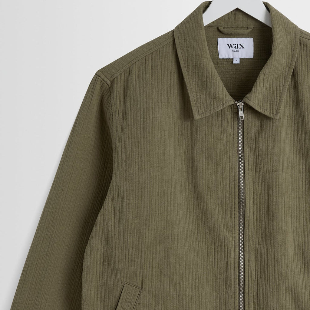 Wax London Eldon Jacket Cotton Linen Crinkle: Khaki