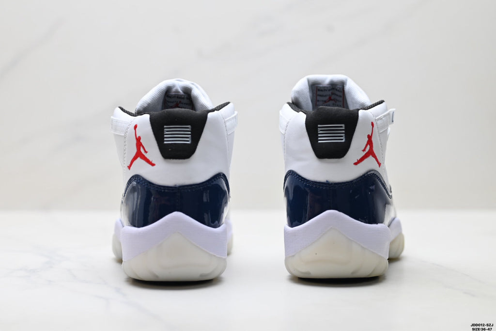 Air Jordan 11 Retro White and Midnight Navy Unisex Sneakers Style 11
