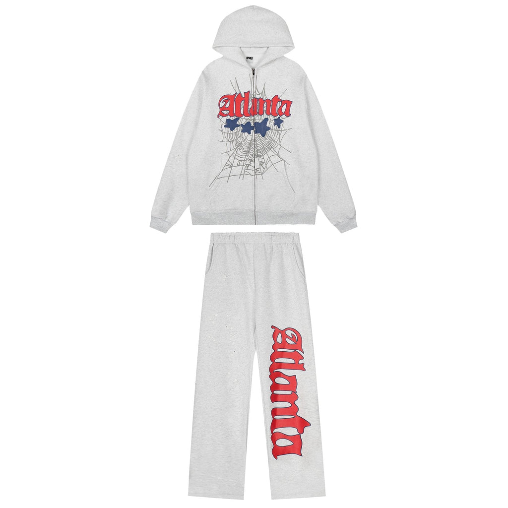 Sp5der Spiderweb Graphic Zip Hoodie & Sweatpants Matching Set