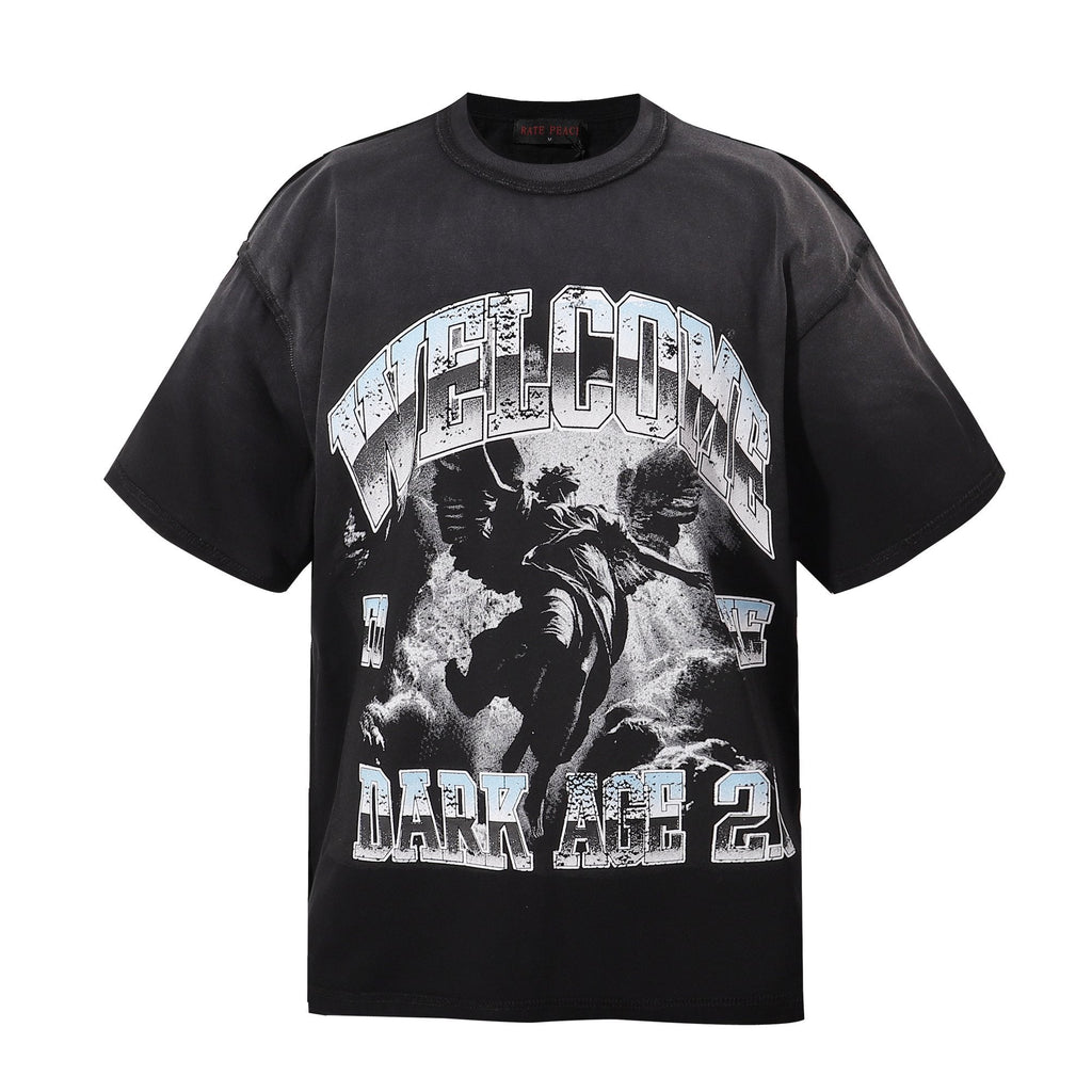RARE PEACE Dark Age Washed Black Graphic T-Shirt