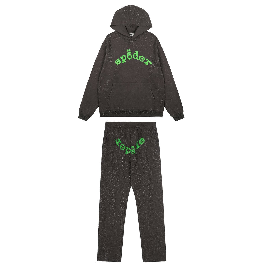 Sp5der Rhinestone Hoodie & Pants Matching Set