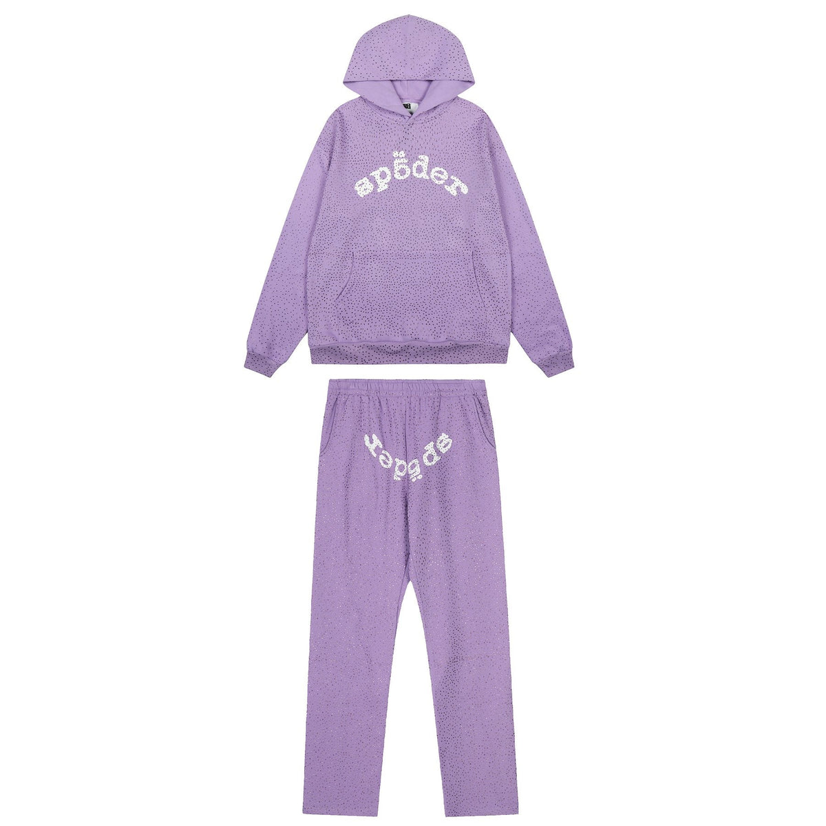 Sp5der Rhinestone Hoodie & Pants Matching Set