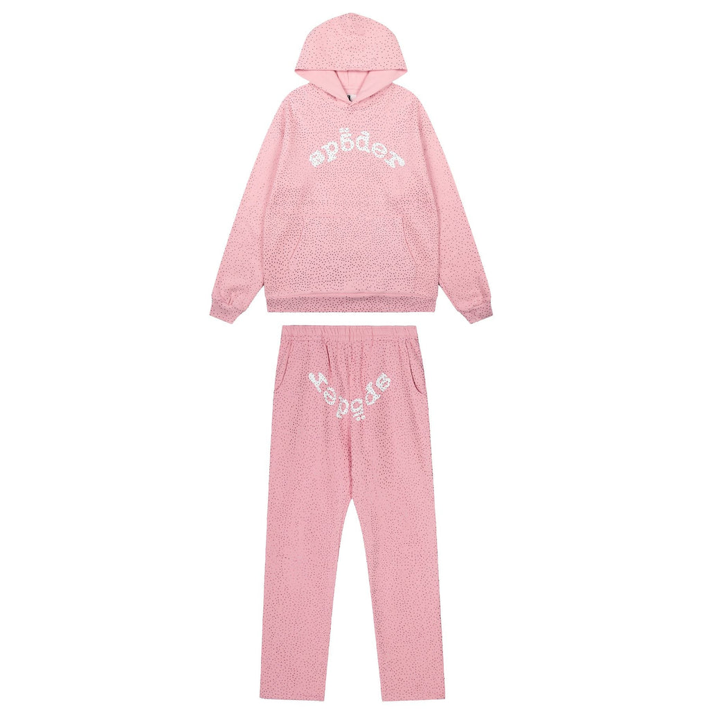 Sp5der Rhinestone Hoodie & Pants Matching Set