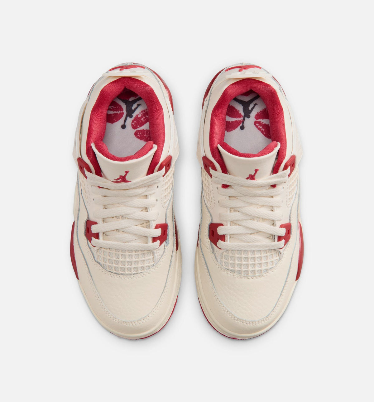 Air Jordan 4 Retro Valentines Day Preschool Lifestyle Shoes - Pale Ivory/Sierra Red/Tough Red