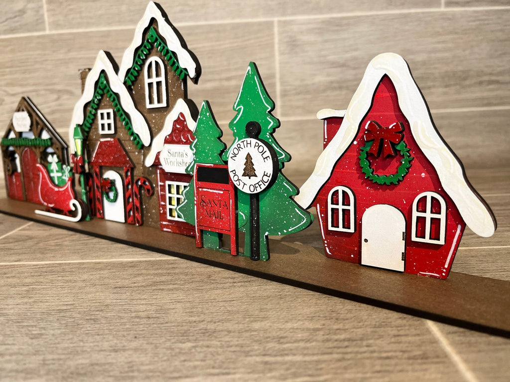 Standing Christmas Houses Santa's Village File SVG, Glowforge, LuckyHeartDesignsCO