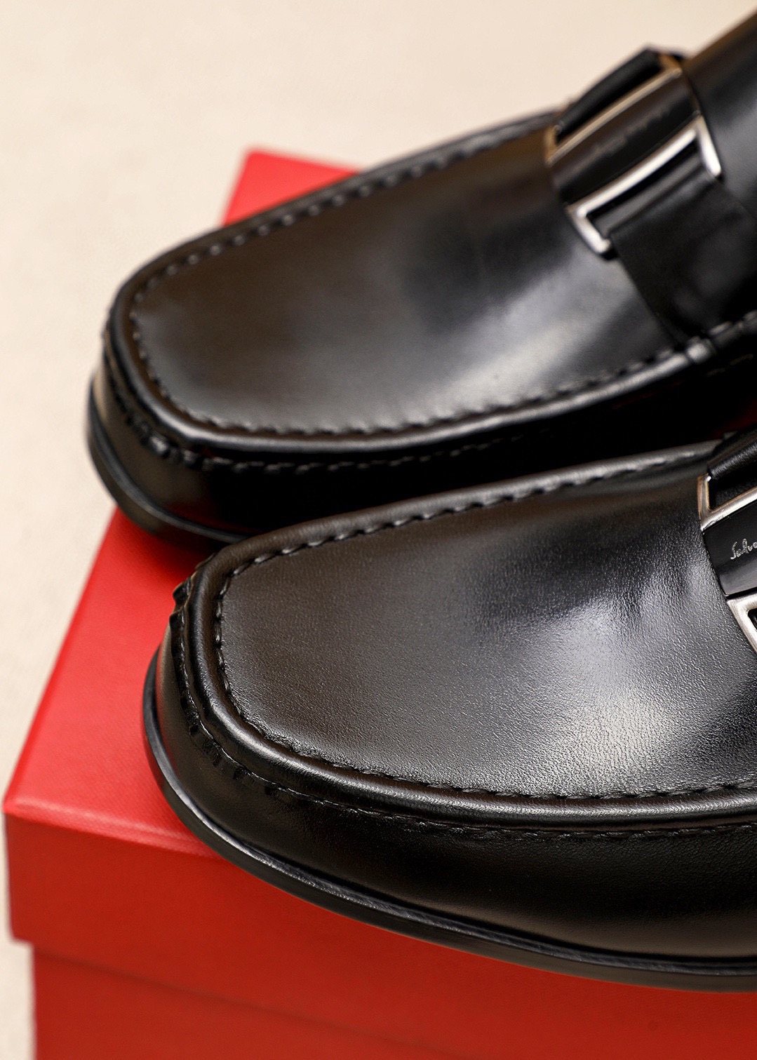 Ferragamo Black Buckle Loafers - Smooth Leather Upper, Rubber Outsole