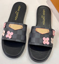 Louis Vuitton Floral Appliqué Slide Sandals