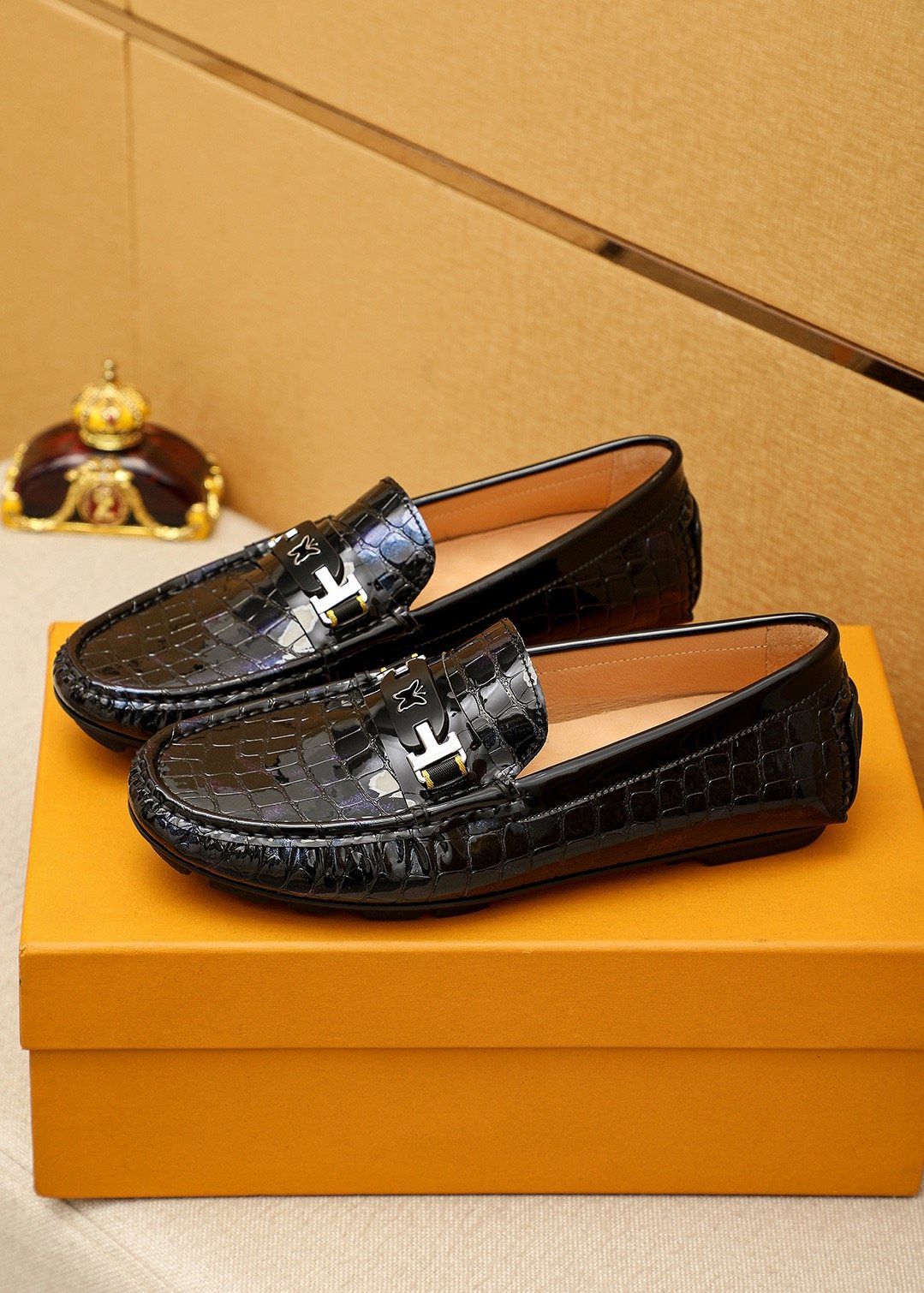 Louis Vuitton Black Embossed Loafers