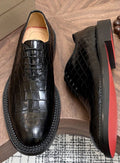 Christian Louboutin Black Embossed Lace-Up Dress Shoes