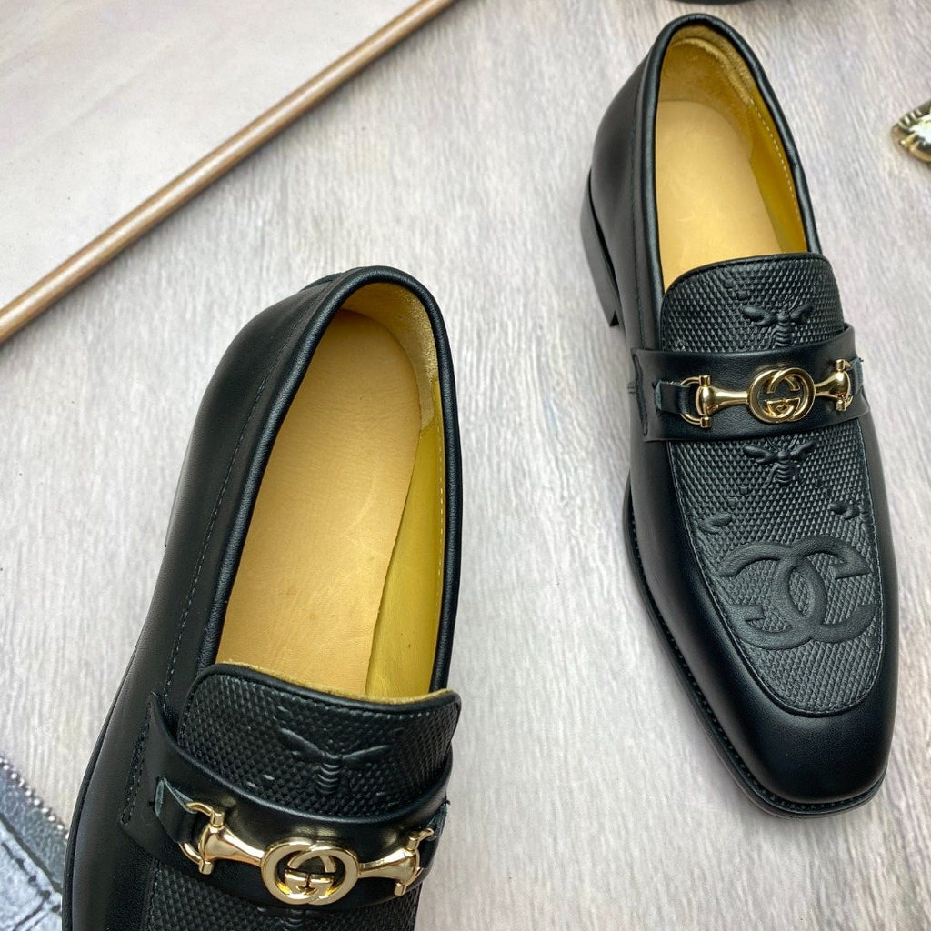 Gucci Black Gold-Tone Hardware Loafers