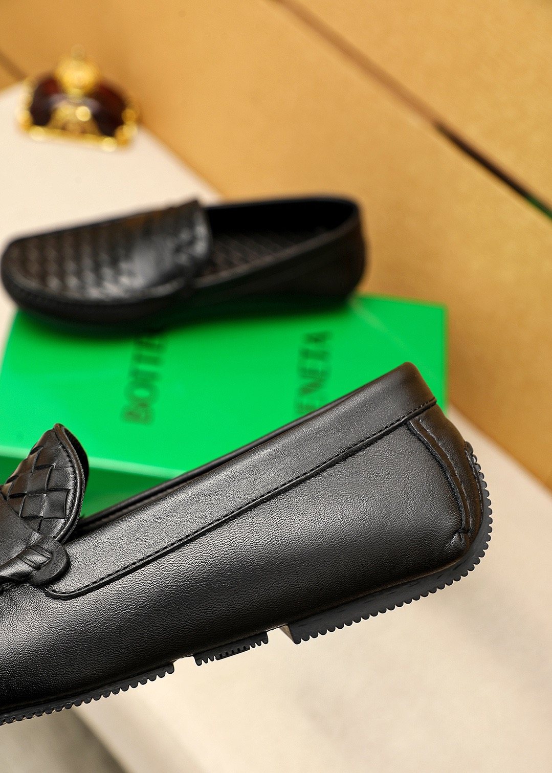 Bottega Veneta Black Woven Leather Loafers