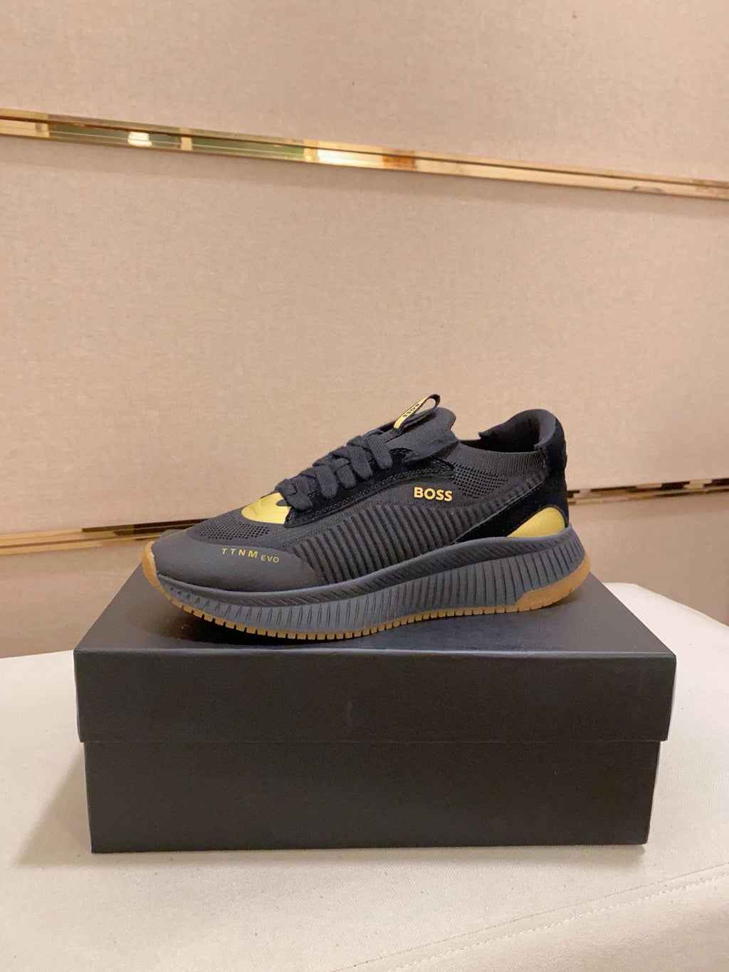 BOSS Men's Knit Lace-Up Sneakers