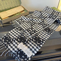 Gucci Black and White Check Fringe Scarf