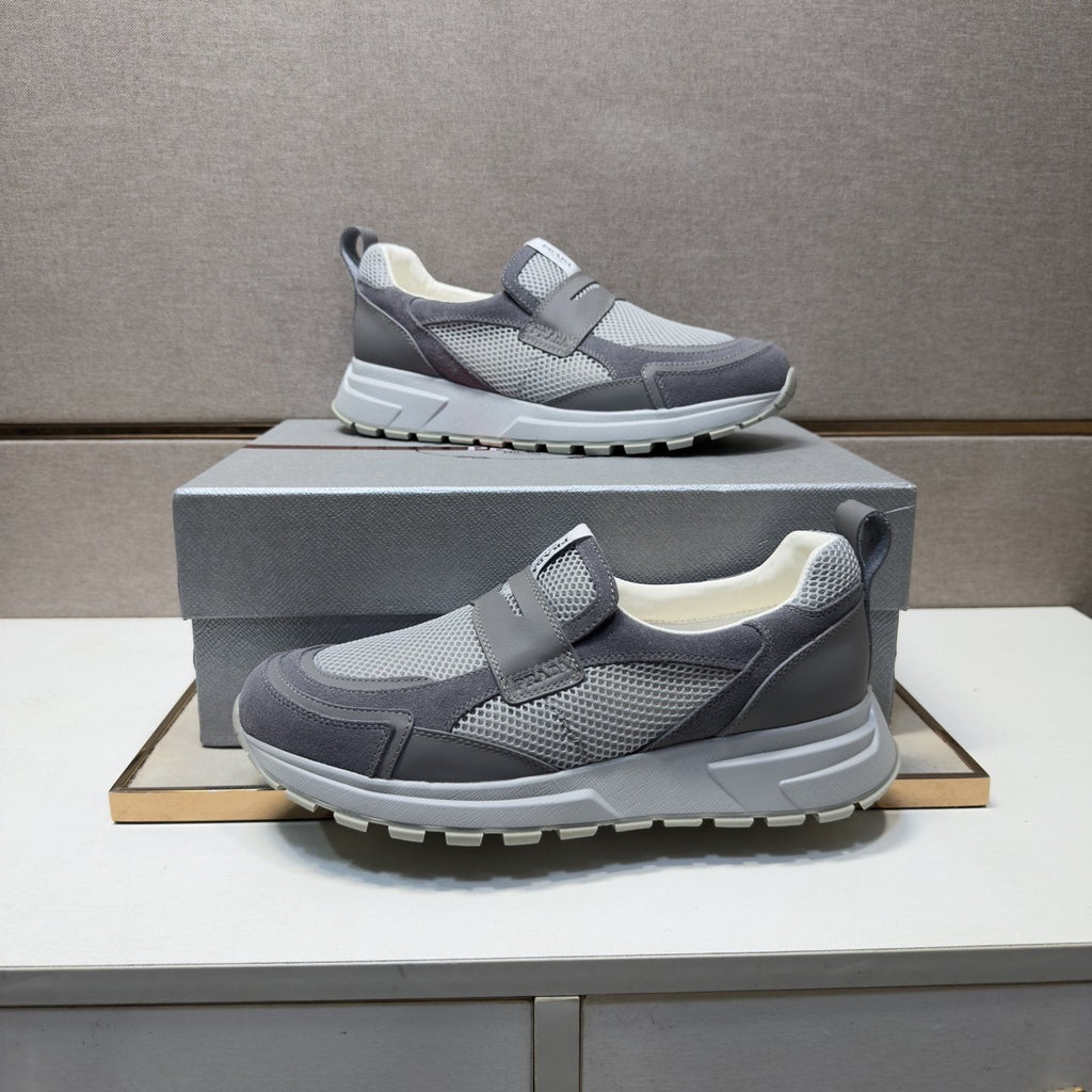 Prada Dark Navy Mesh Slip-On Sneakers