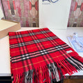 Burberry Red Plaid Fringed Scarf