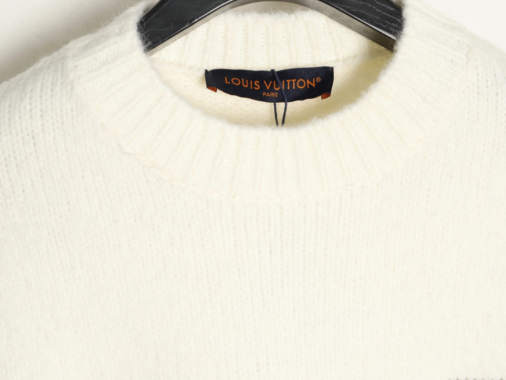 Louis Vuitton 22FW Large LV-Motif Knit Sweater - Ivory