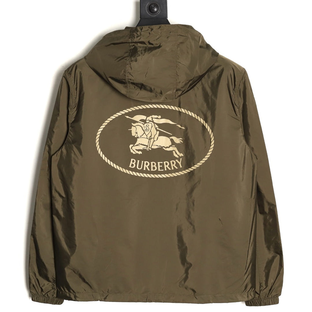 Burberry Equestrian Emblem Hooded Zip Jacket - Olive