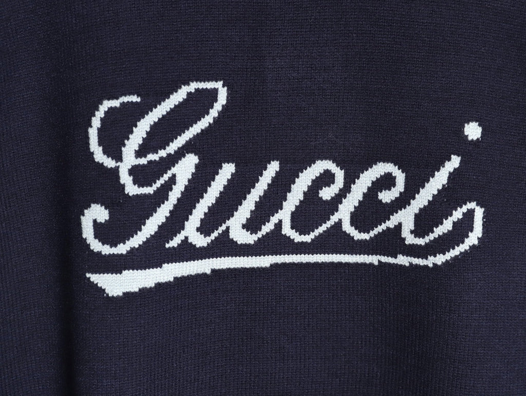 Gucci Signature-Logo Crewneck Sweater - Navy