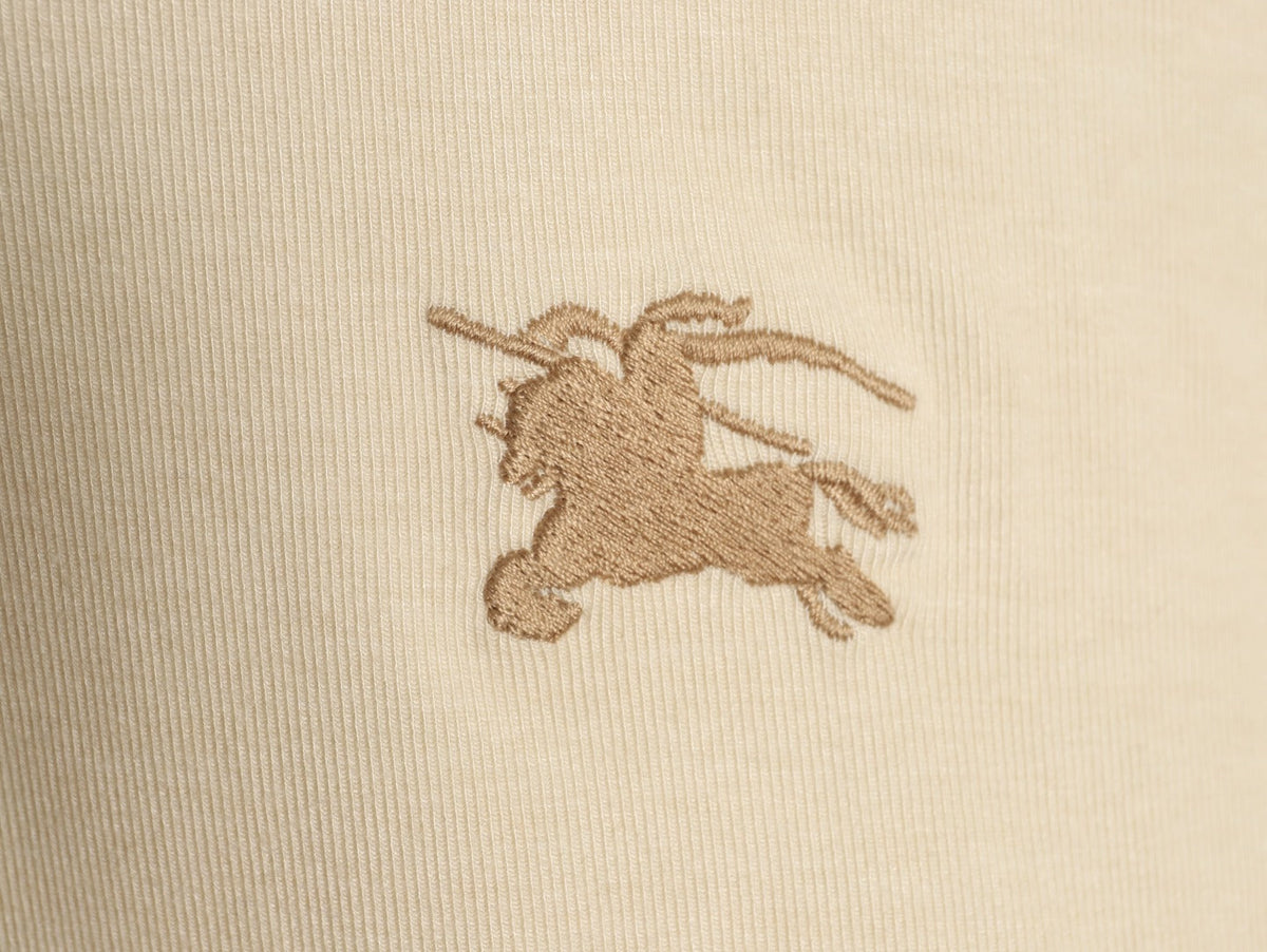 Burberry Equestrian-Detail Check Elbow-Patch Long-Sleeve Top - Cream
