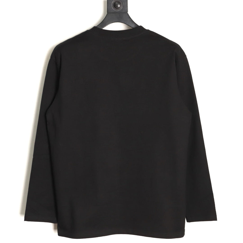 Burberry Check Equestrian Graphic Long-Sleeve Top - Black